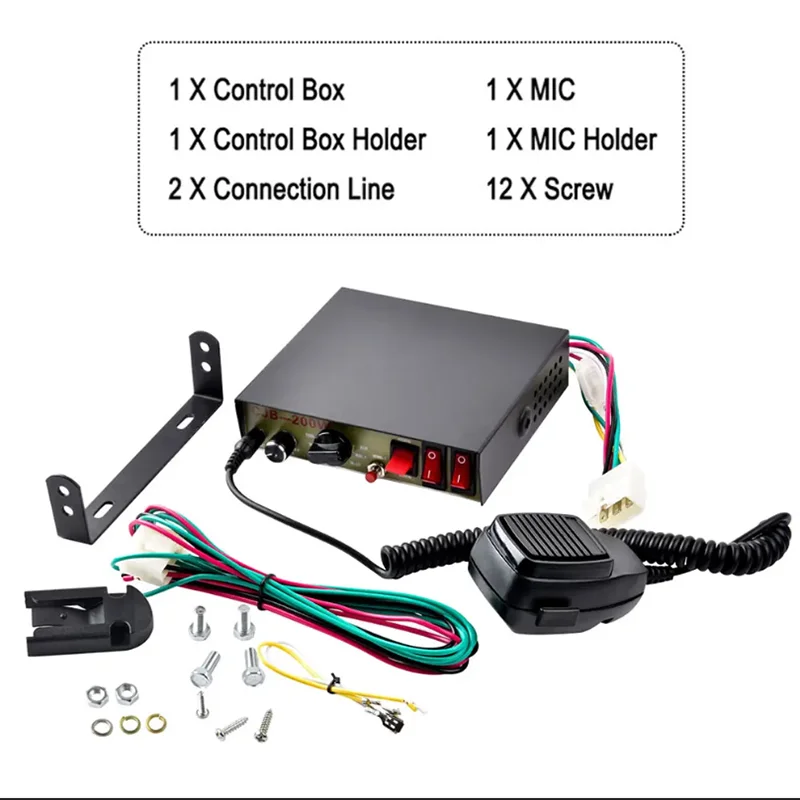 car alarm 200 watt ultra-thin horn speaker 12/24V car warning alarm handheld microphone light control switch  el