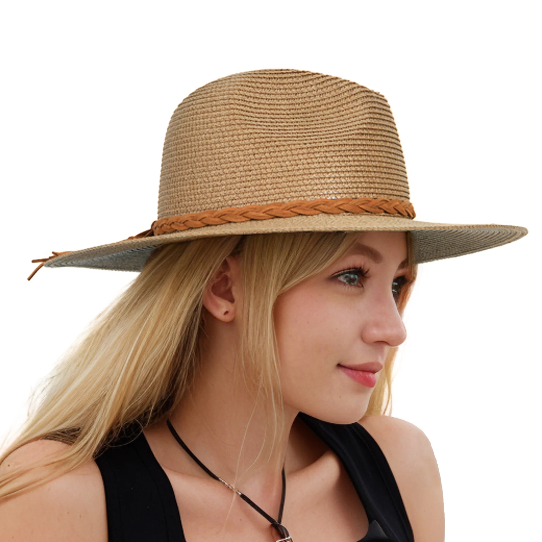 

Jxwatcher Womens Wide Brim Sun Hat with Wind Lanyard Sunmmer Beach Straw Sun Hat UPF 50+ for Travel Beige Lady Hats for The Sun