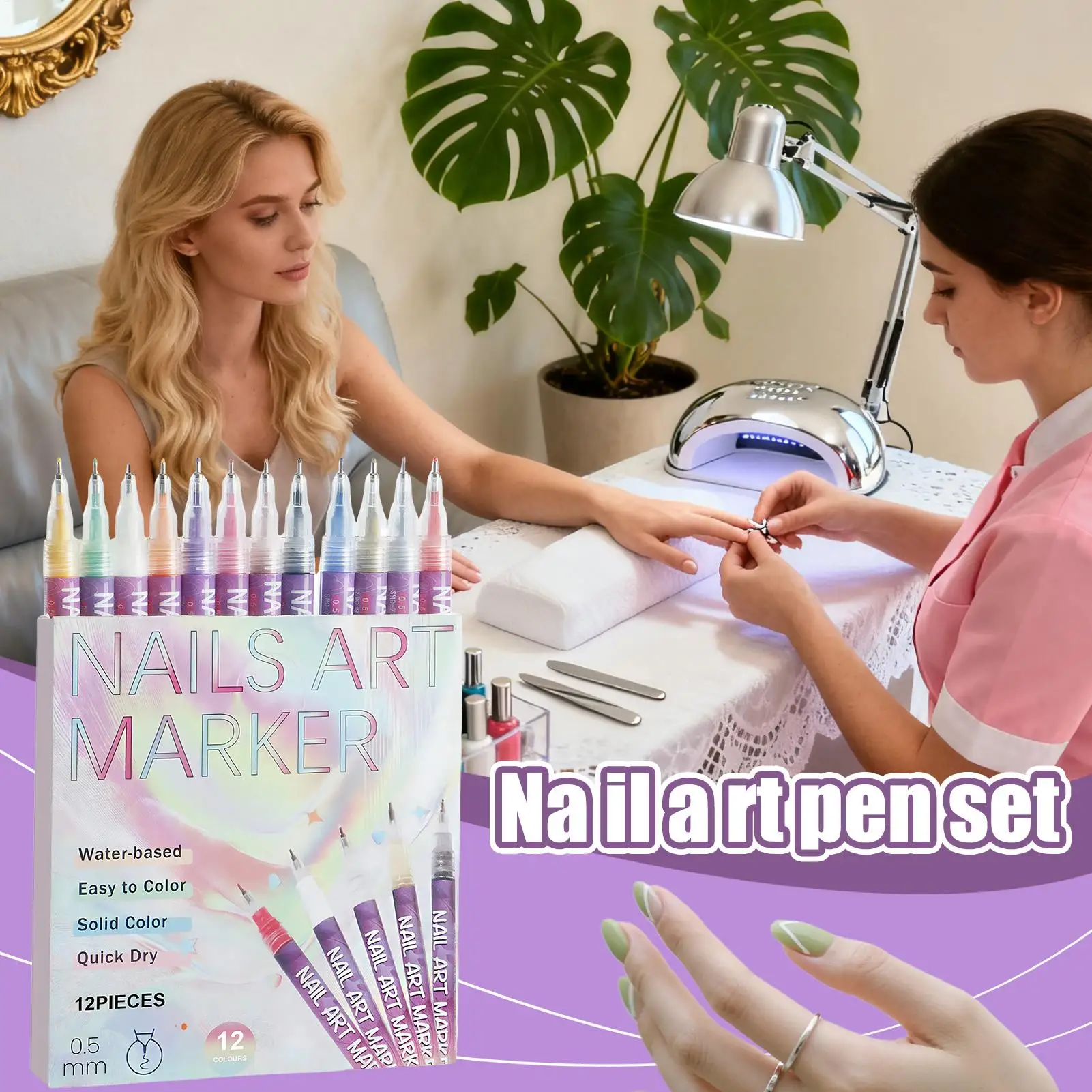 

Nail Pens Painting Art Supplies Craft 12 Pieces Gel Nail Paint Art Pens for Kids Girl Women Beginner Salon Home Canvas