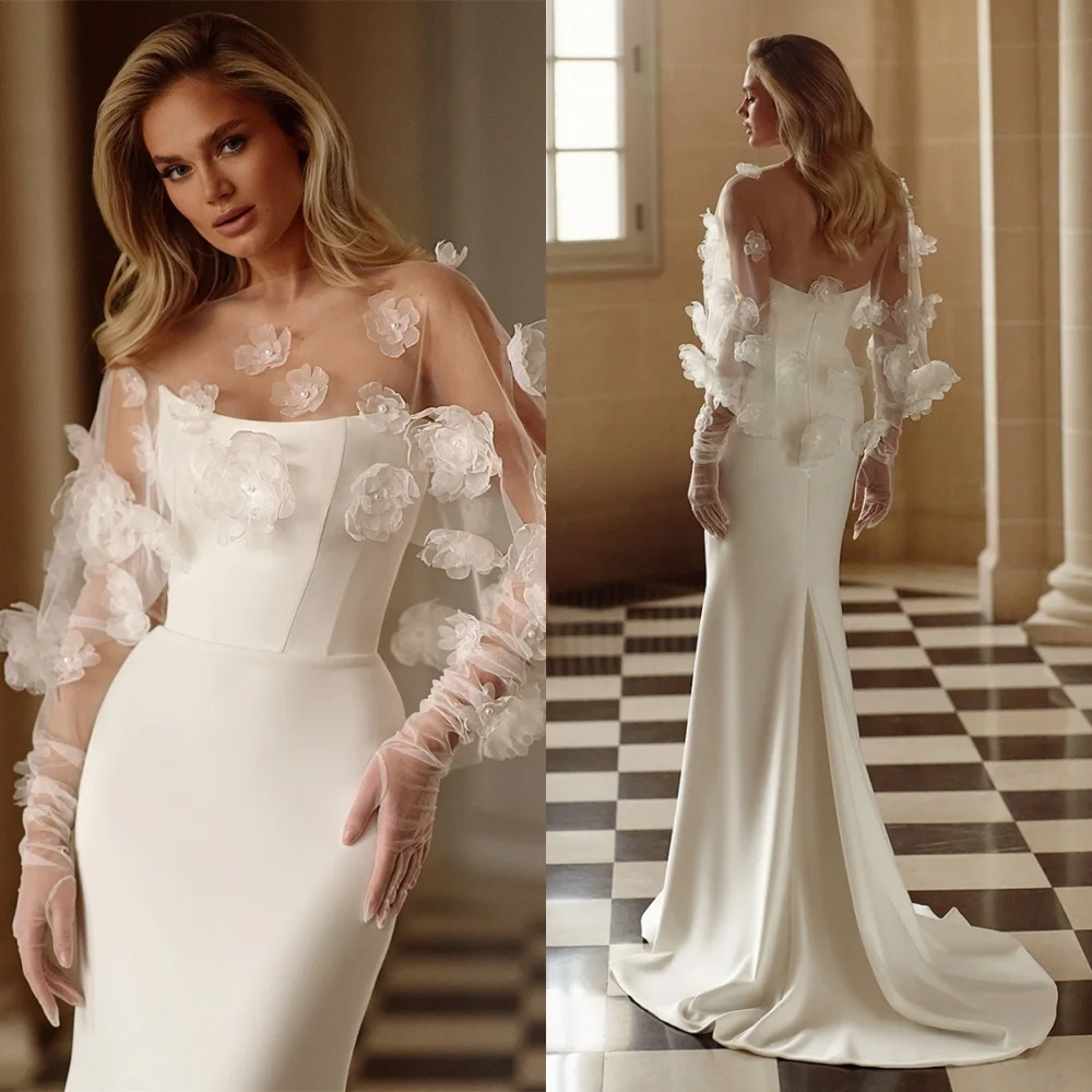 Vestido de casamento branco personalizado, alta qualidade, sem alças, manga destacável, festa de noiva, clássico, zíper, costas, vestidos de noiva