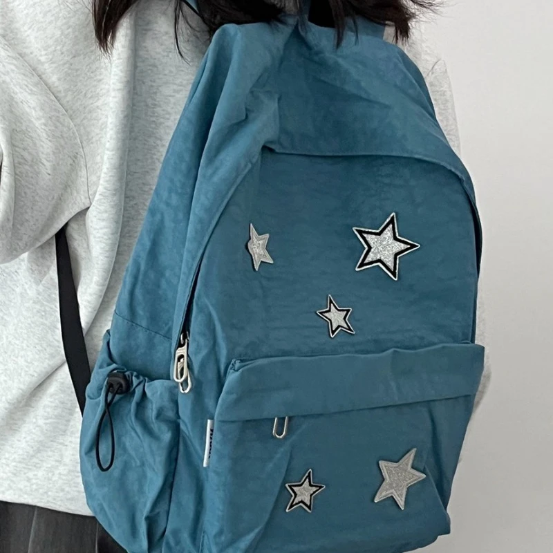 Korean Women Fashion Simple Star Laptop Bags All Match Y2k Trendy Casual Schoolbags High-capacity Vintage Backpacks for Students