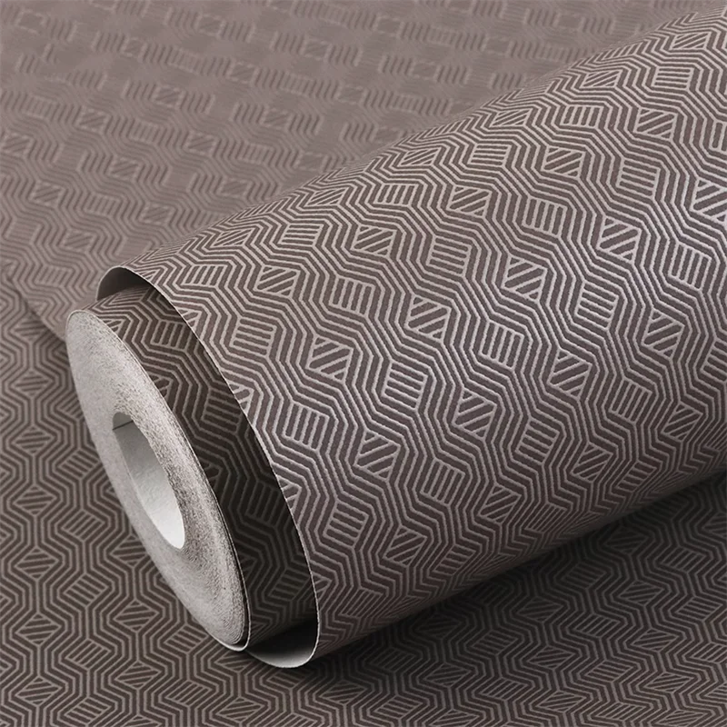 

Nordic modern minimalist non-woven fabric coffee colored checkered wallpaper non self-adhesive living room bedroom wall paper