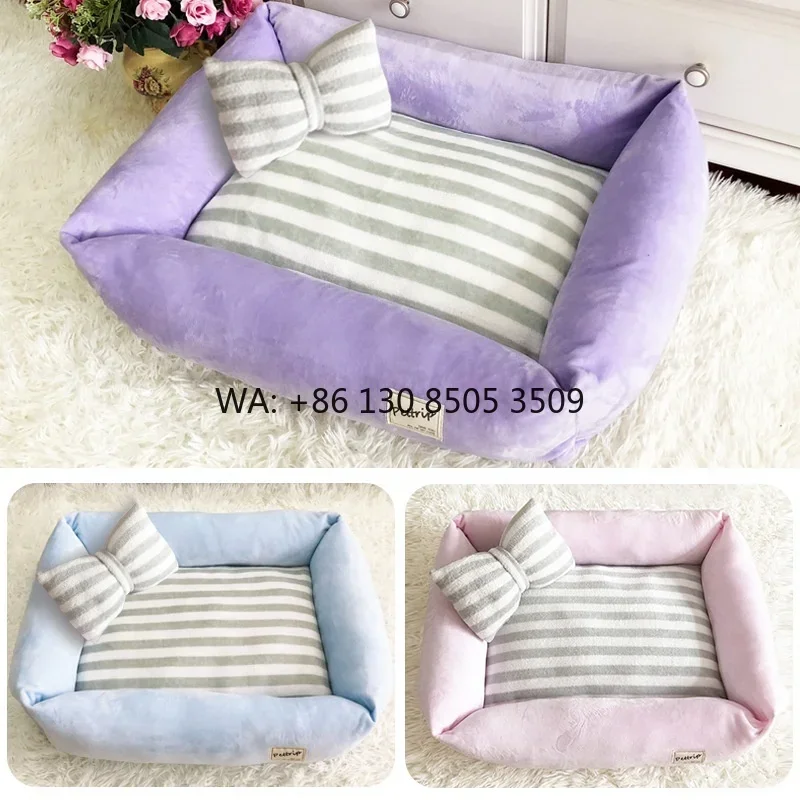 Removable Washable Pet Bed With Pillow Soft Plush Dog Cat Nest