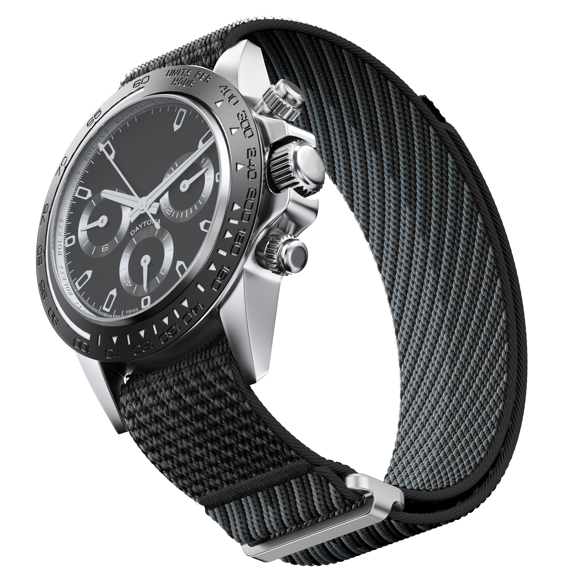 22mm Single Layer Nylon Spandex Elastic Watch Strap, 316 Stainless Steel Slide Buckle Velcro Watch Band for Omega Seamaster