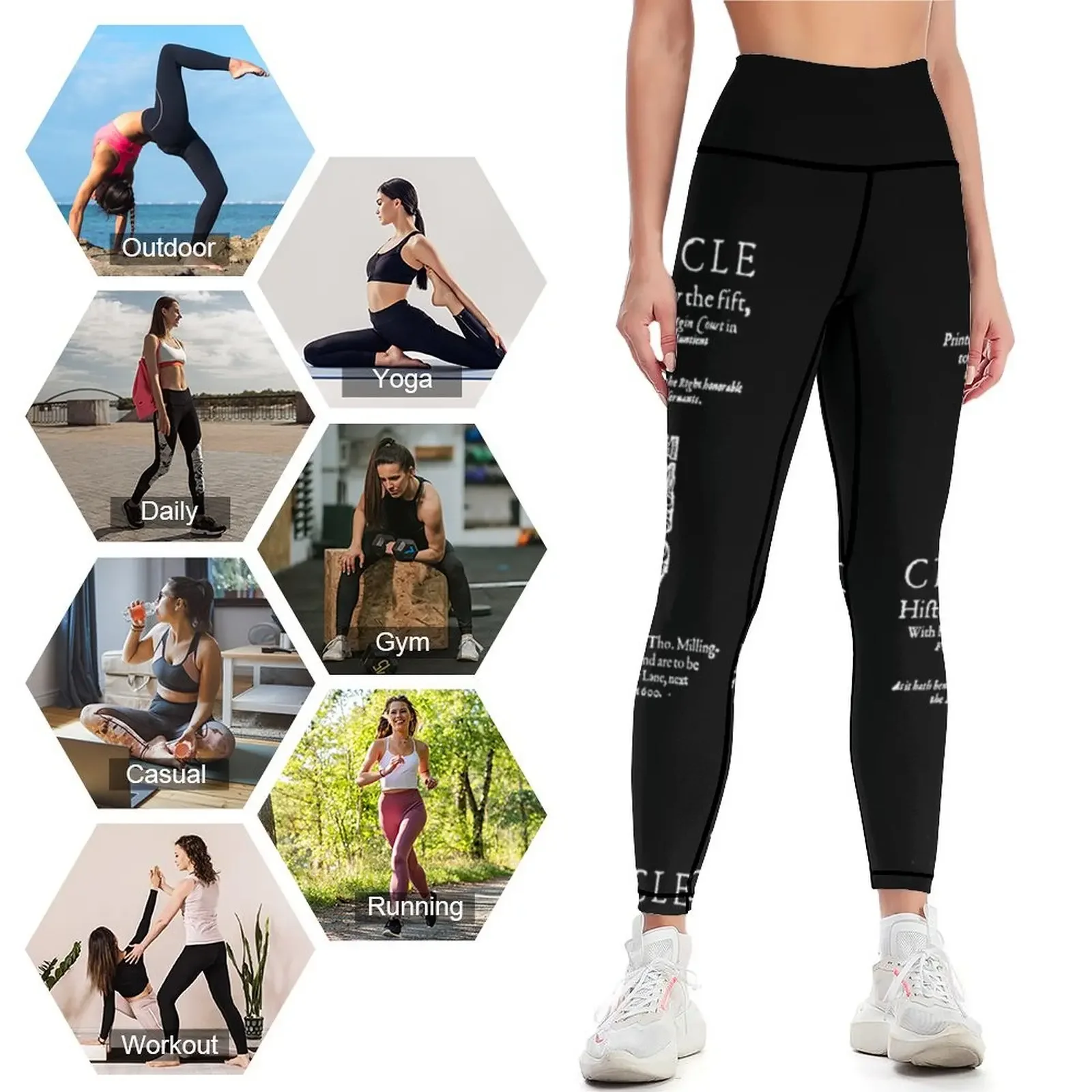 Pezzo frontale Henry V di Shakespeare - Versione semplice con testo bianco Leggings abbigliamento da palestra pantaloni da palestra pantaloni da jogging per leggings da donna