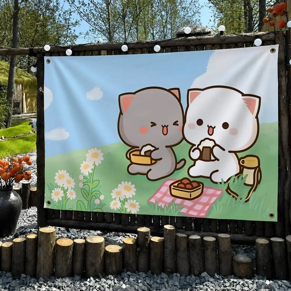 P-Peach And Goma Cute Flags Wall Hanging Outdoor Garage Room Decorative Fashion Gift Background