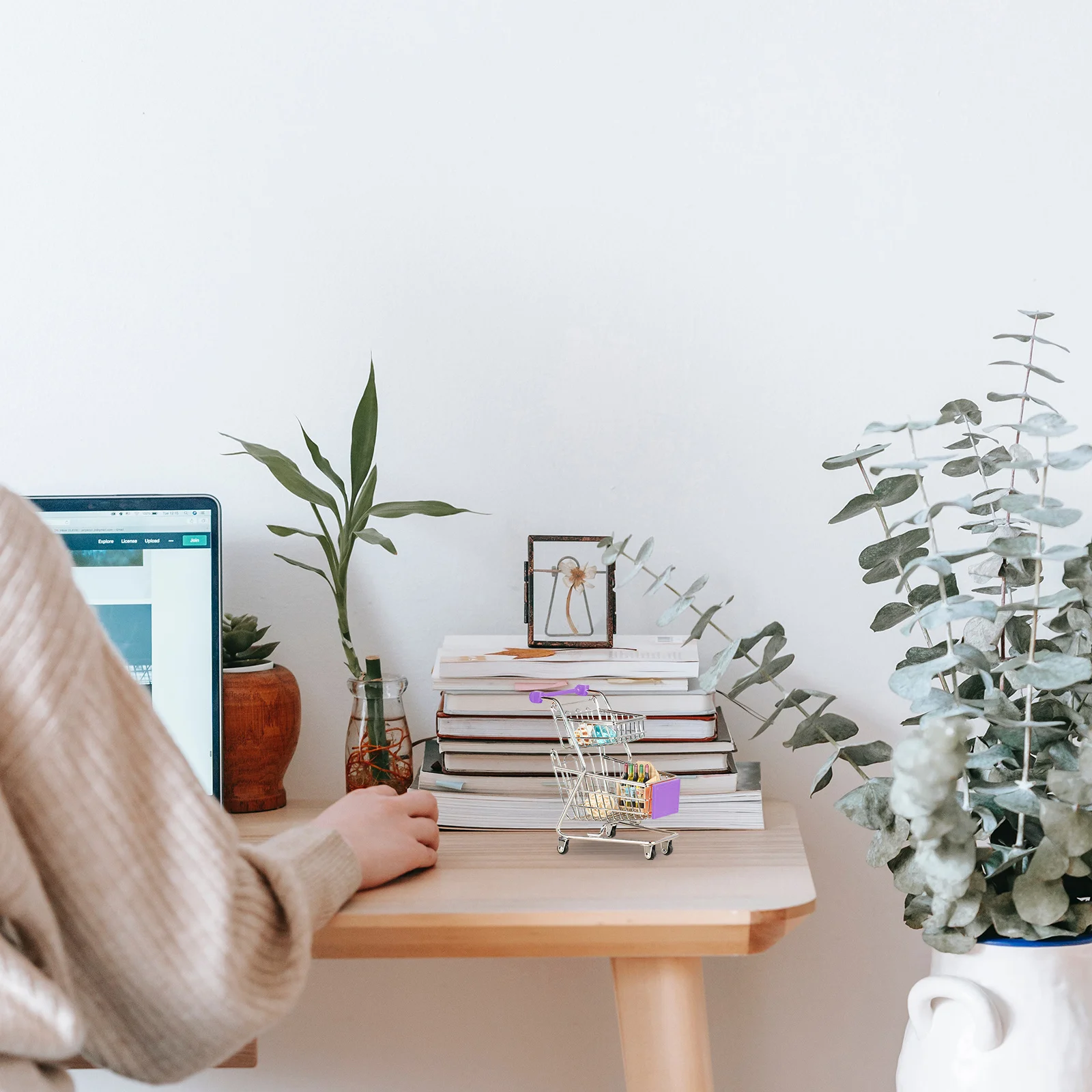 Mini carrito de compras de doble capa, pequeño carrito de supermercado para niños y adultos, estilo Vintage, diseño elegante, Idea de regalo