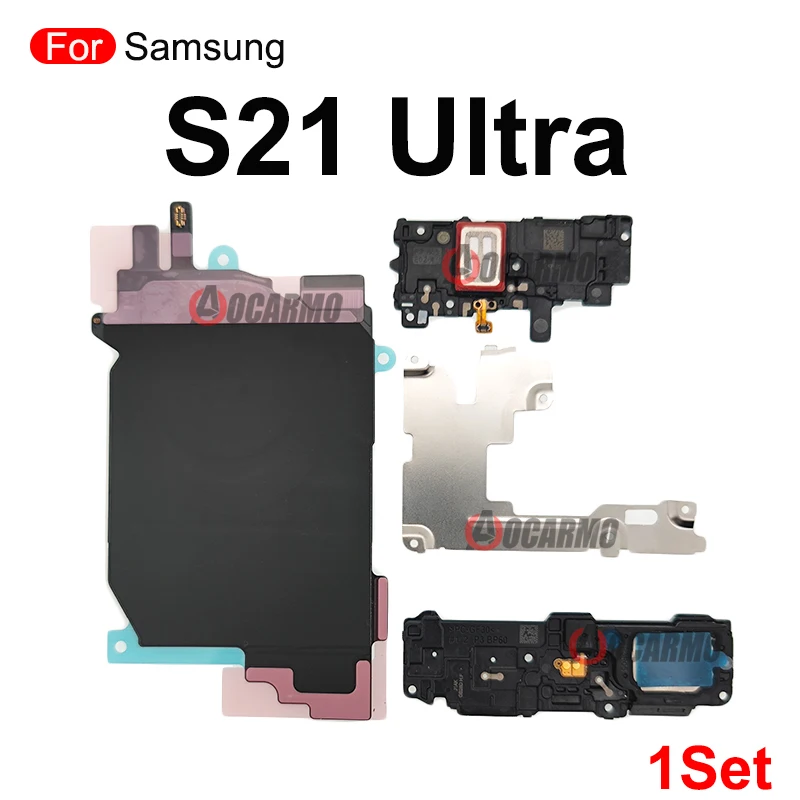 For Samsung Galaxy S21 Ultra S21U Motherboard Cover Loudspeaker Wireless Charging Coil Module Flex Cable With Metal Sheet