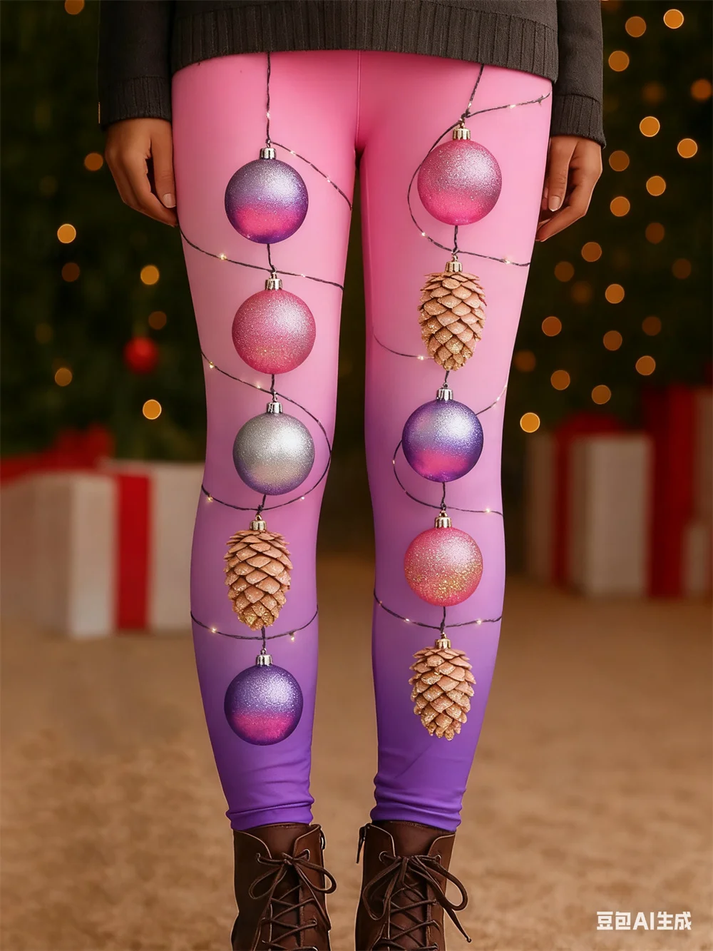 Spodnie damskie Świąteczna atmosfera Moda Spodnie świąteczne Elastyczne spodnie do jogi Elastyczna talia Jesień Zima Odzież damska y2k