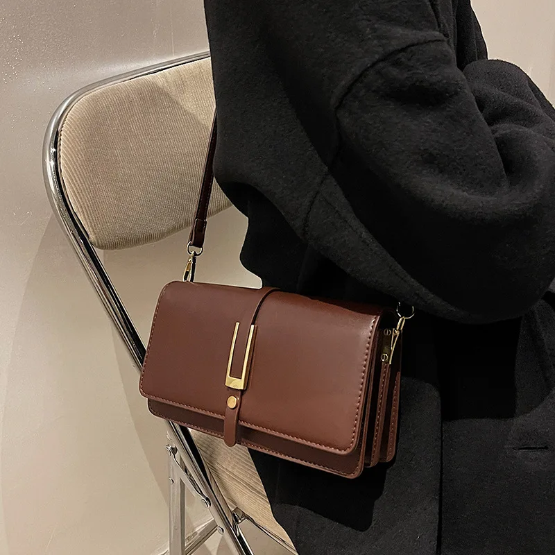 Fashion Shoulder Bags For Women Solid Color PU Leather Crossbody Bag Female Vintage Korean Style Messenger Bag