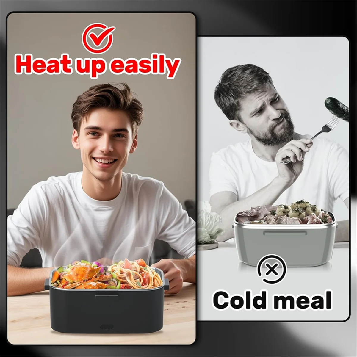 

SEMOIC Electric Heated Lunch Box for Adults 1.8L 75W Fast Heating Portable Food Heater for Car Office 12V/24V/110V US Plug