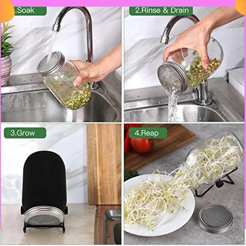 

Крышка для проращивания банок A23P, аксессуары для набора проращивания банок, крышка банки для проращивания из нержавеющей стали, набор для проращивания банок с горлышком 86 мм