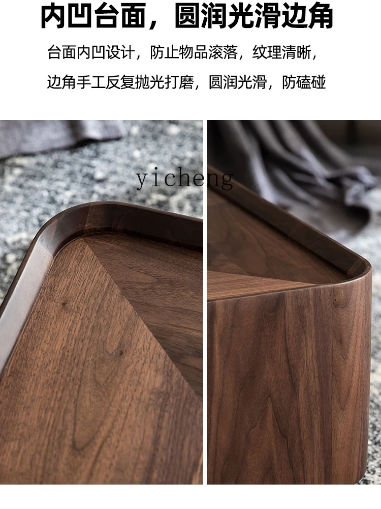 Zws Mid-Ancient Style Black Walnut Square Coffee Table Light Luxury High-Grade Small Apartment