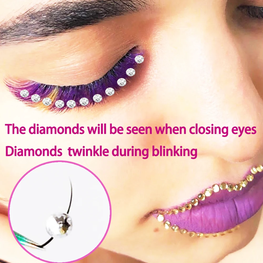 Glitter Diamond False Eyelashes Silver Shiny Twinkle Rhinestones Individual Lashes For Beauty Party Makeup Fairy Lash Extensions
