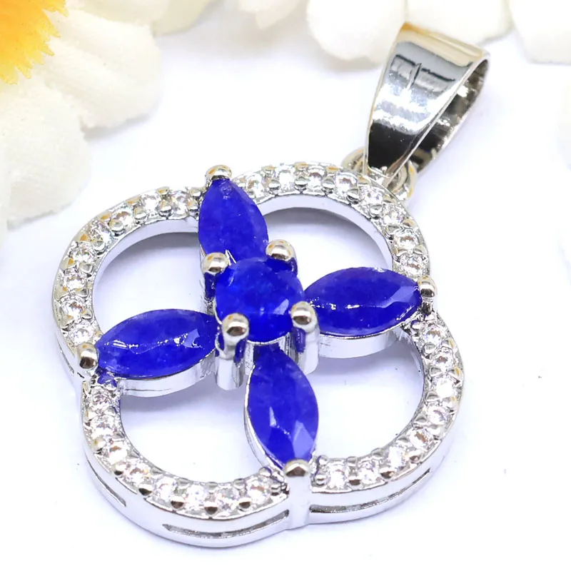 Buy 4 Get 1 Free 29x20mm Fancy Real Red Ruby Green Emerald Sapphire CZ Gift For Girls Silver Pendant