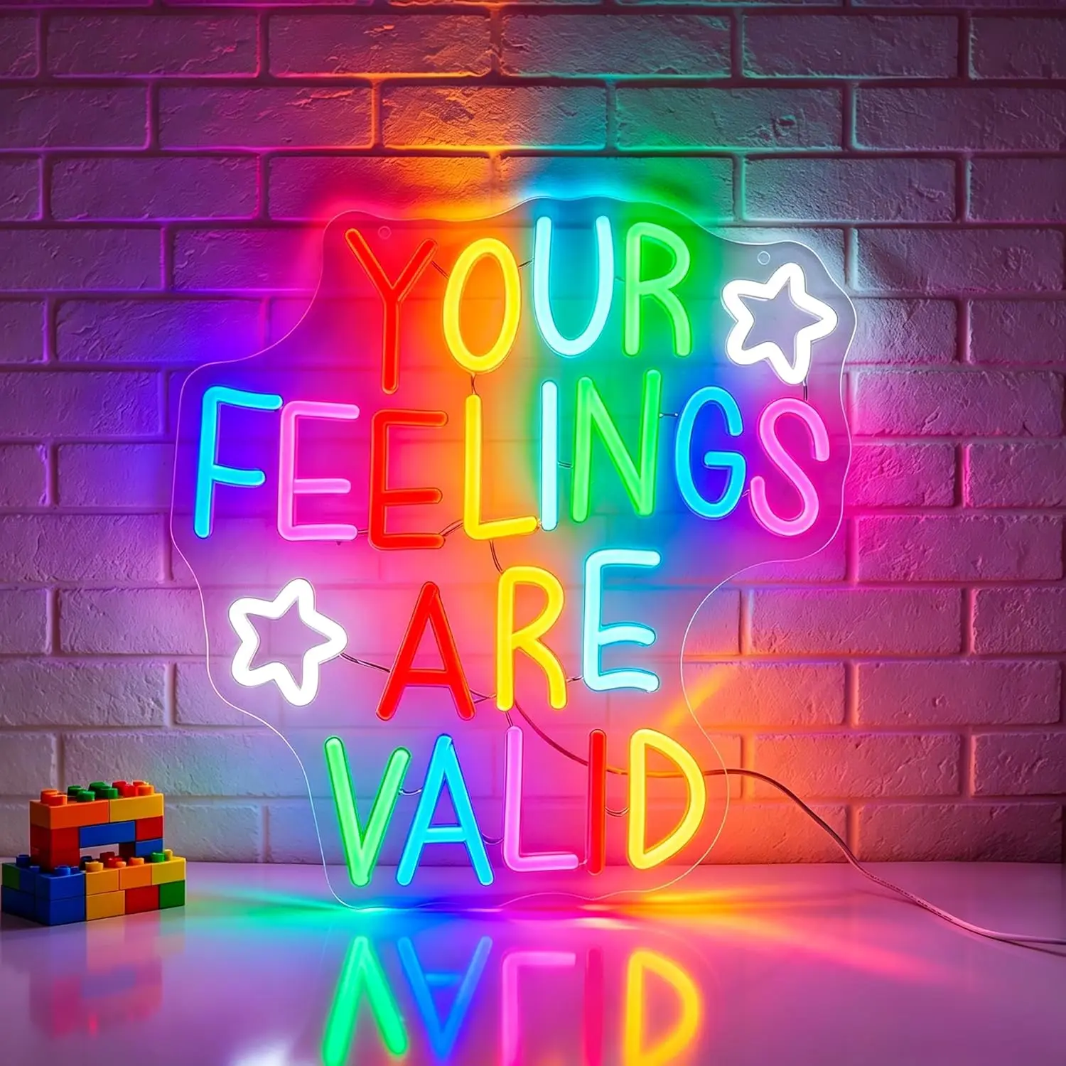 

YOUR & FEELINGS ARE VALID Birthday Party Bedroom Home Light Up Sign USB Powered Dimmable Decor