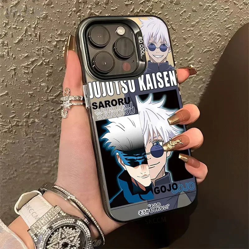 Anime Jujutsu Kaisen Phone Case For iPhone 15 14 13 12 11 Pro Max XS X XR SE 7 8 Plus SE 2020 Shockproof Plating  Pattern Cover