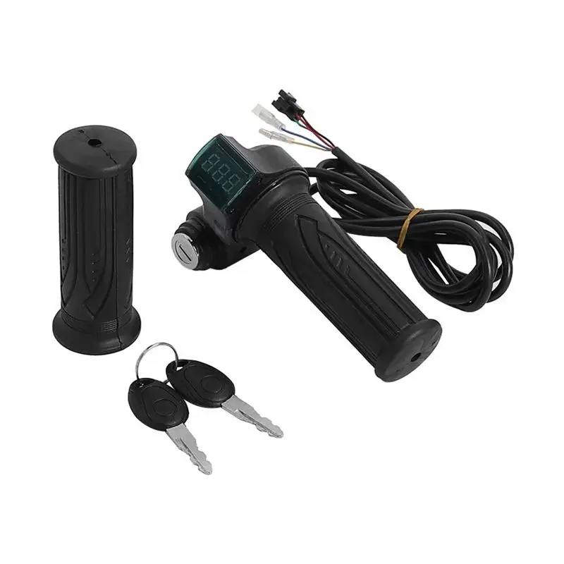 B48B-Throttle Grip Handlebar With Power Switch 24/36/48/60V LED Digital For Electric Bike Scooter Throttle Grip Handlebar