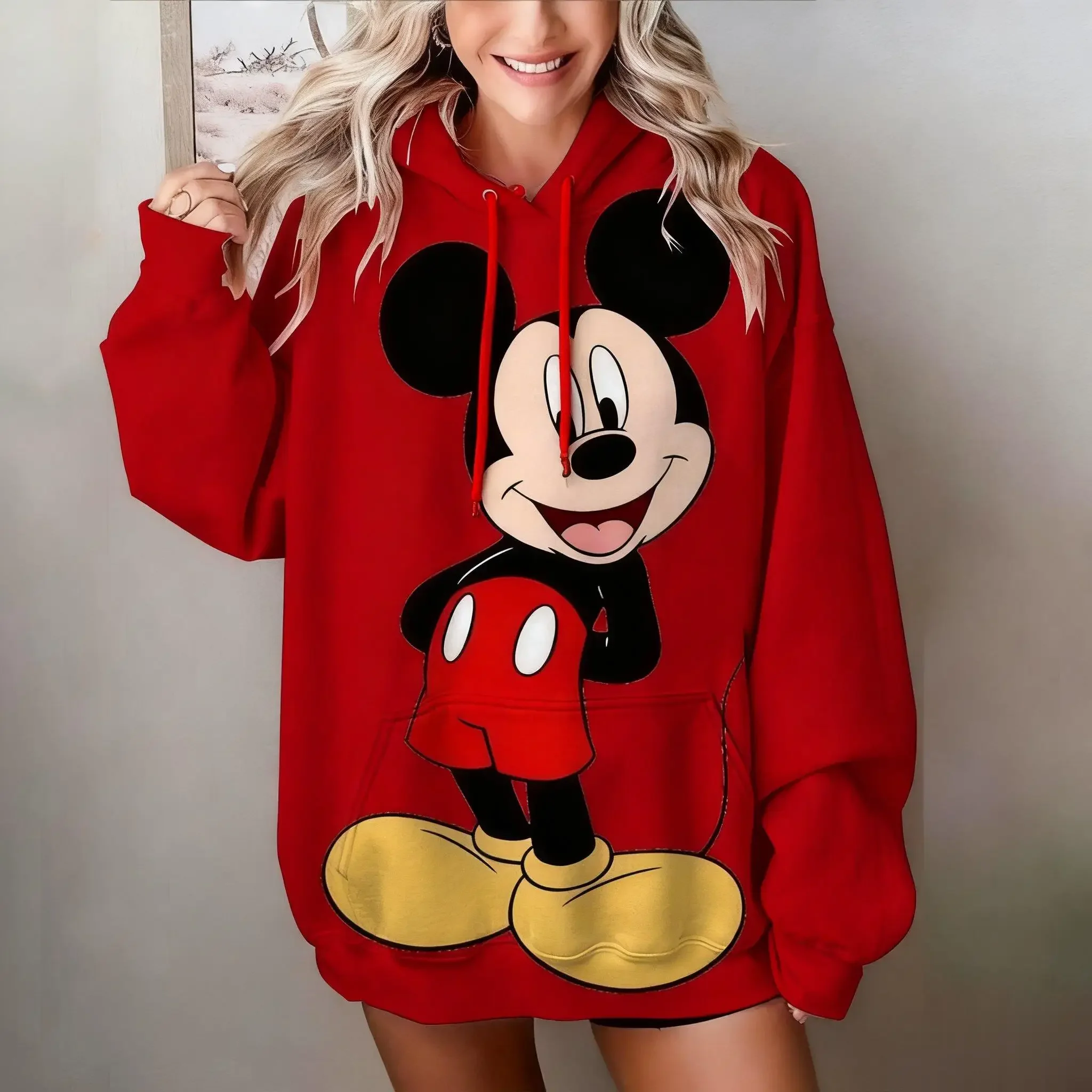 Felpa con cappuccio oversize Topolino da donna Casual New Fashion Autunno Pullover Felpa Vintage Disney Top a maniche lunghe Streetwear