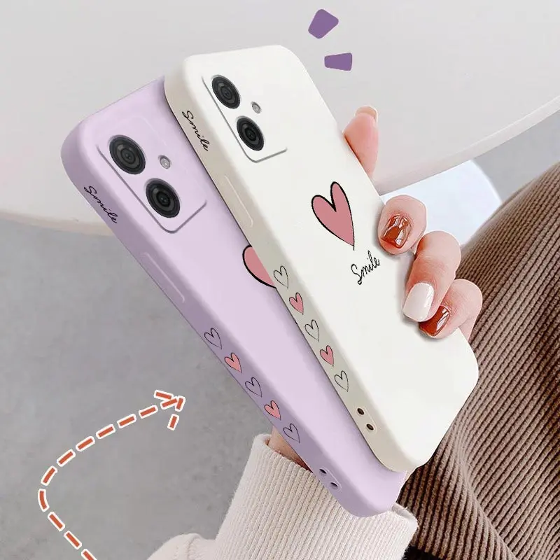 G54 Pink Heart Silicone Phone Case For Motorola Moto G54 G53 G42 G20 G84 G34 G52 G50 G22 G24 G14 G30 G8 G8Play G9 G9Plus Cover