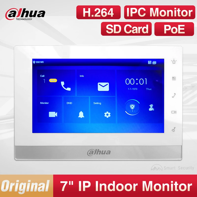 Dahua-Multilan Rede IP Camera Monitor, Indoor Video Intercom, VTO Doorbell Record e Sistema de Instantâneo, 7 "Tela, VTH1550CH-S2