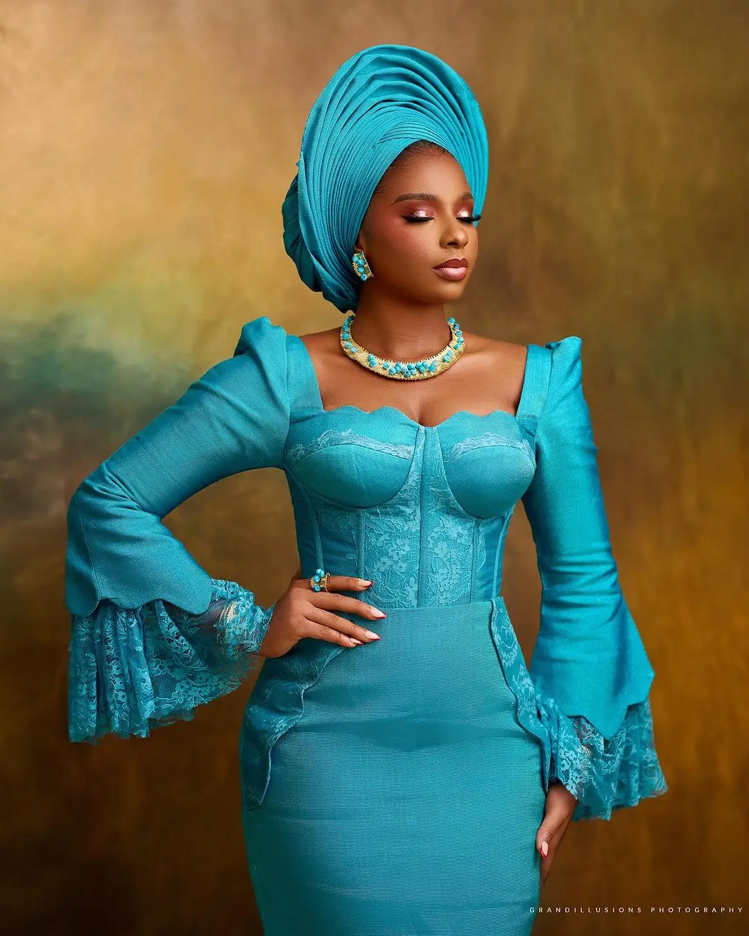 Pretty Aqua Blue Nigerian Party Dresses Plus Size African Wedding Guest Dress Bridal Gown Asoebi Style Prom Formal Dress Custom