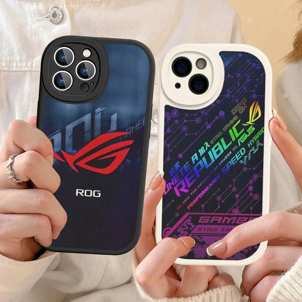 Funda de Cuero con Logotipo A-AsuS-S R-ROG para iPhone 16 15 14 13 12 11 Pro Max Plus