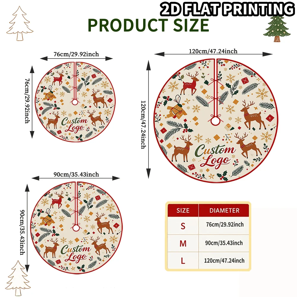 1pc Custom 2D FLAT Christmas Tree Skirt with Your Image, Suitable for Xmas Parties, Holiday Floor Decor, Winter Decoration