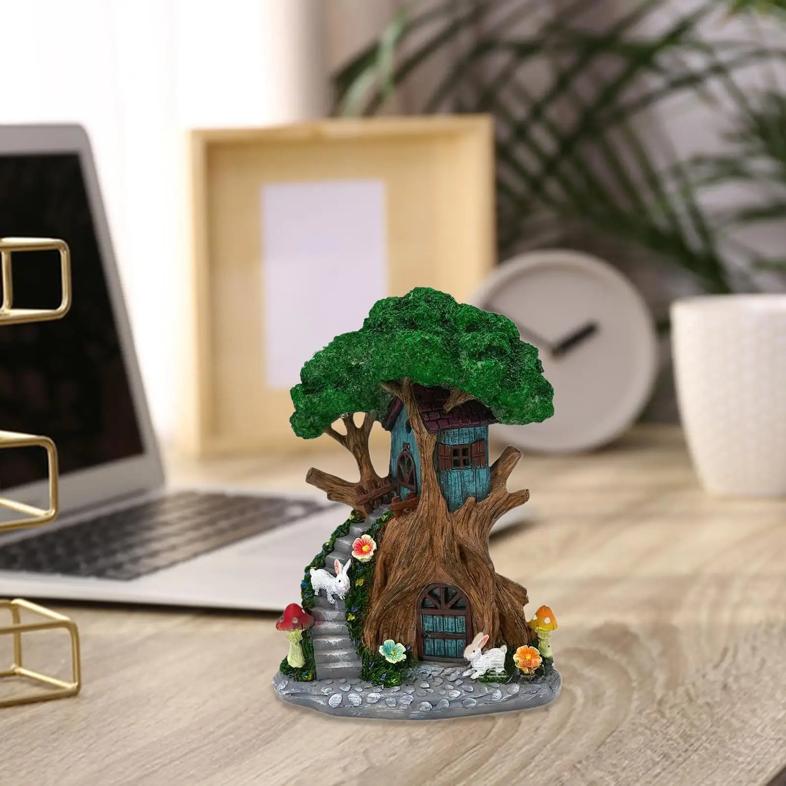 

Солнечная статуя-декор «Домик на дереве», креативная забавная садовая скульптура для улицы, украшение для газона и двора