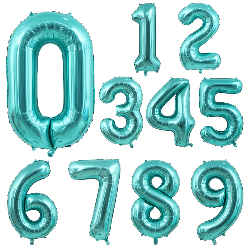 40 Inch Teal Blue Number Balloons Turquoise Blue Helium Digital Balloon Ocean Mermaid Theme Birthday Party Decor Supplies