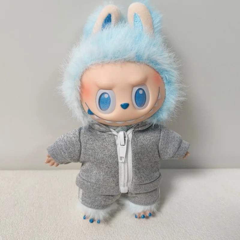 Per Labubu V1 V2 per Bao-ao vestito Vestiti per le bambole Moda Abbigliamento sportivo Vestiti per le bambole Abbinamento di colori Felpe con cappuccio Accessori per bambole
