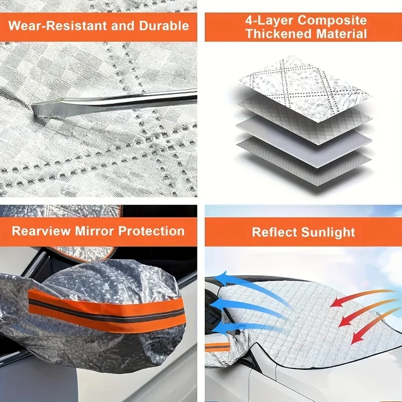 Sunshade Waterproof  Cover Car Windshield Snow Protector  Car Front Windscreen Cover Waterproof  Durable、UV Protection and Easy image 5