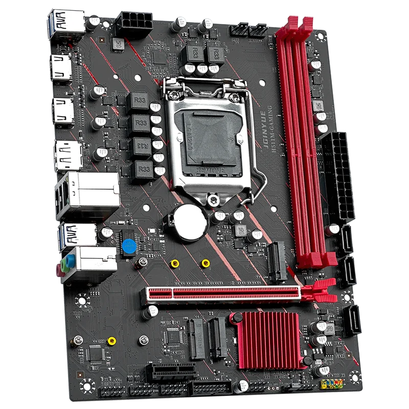 JGINYUE H511M GAMING  Motherboard LGA 1200 Support Intel Core i3/i5/i7/i9 10th/11th Processor DDR4 Memory VGA+HDMI+DVI M-ATX
