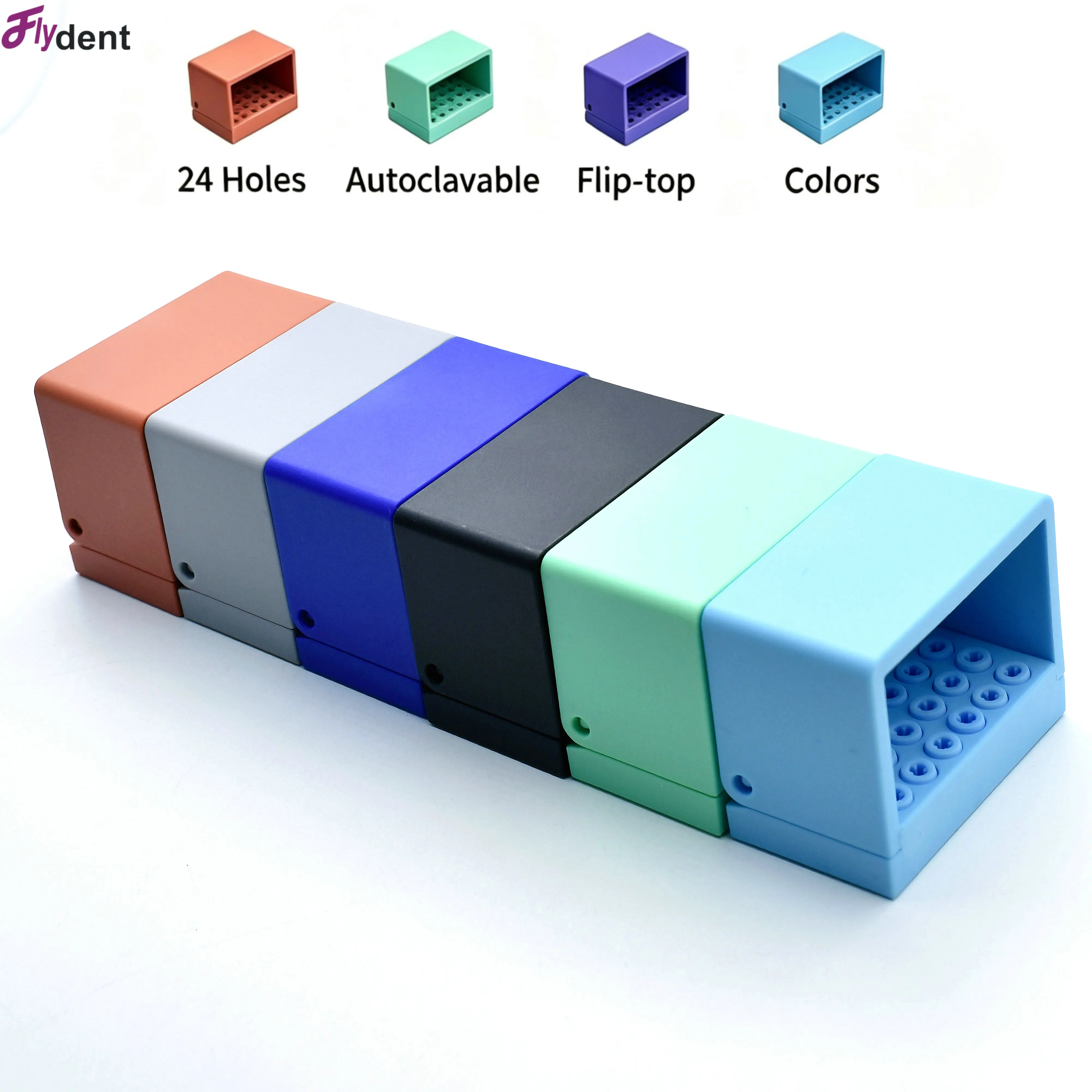 1Pcs 24 Holes Dental Bur Holder Autoclave Sterilizer Case Storage Box for High&Low Speed Burs  Disinfection Box Organizer