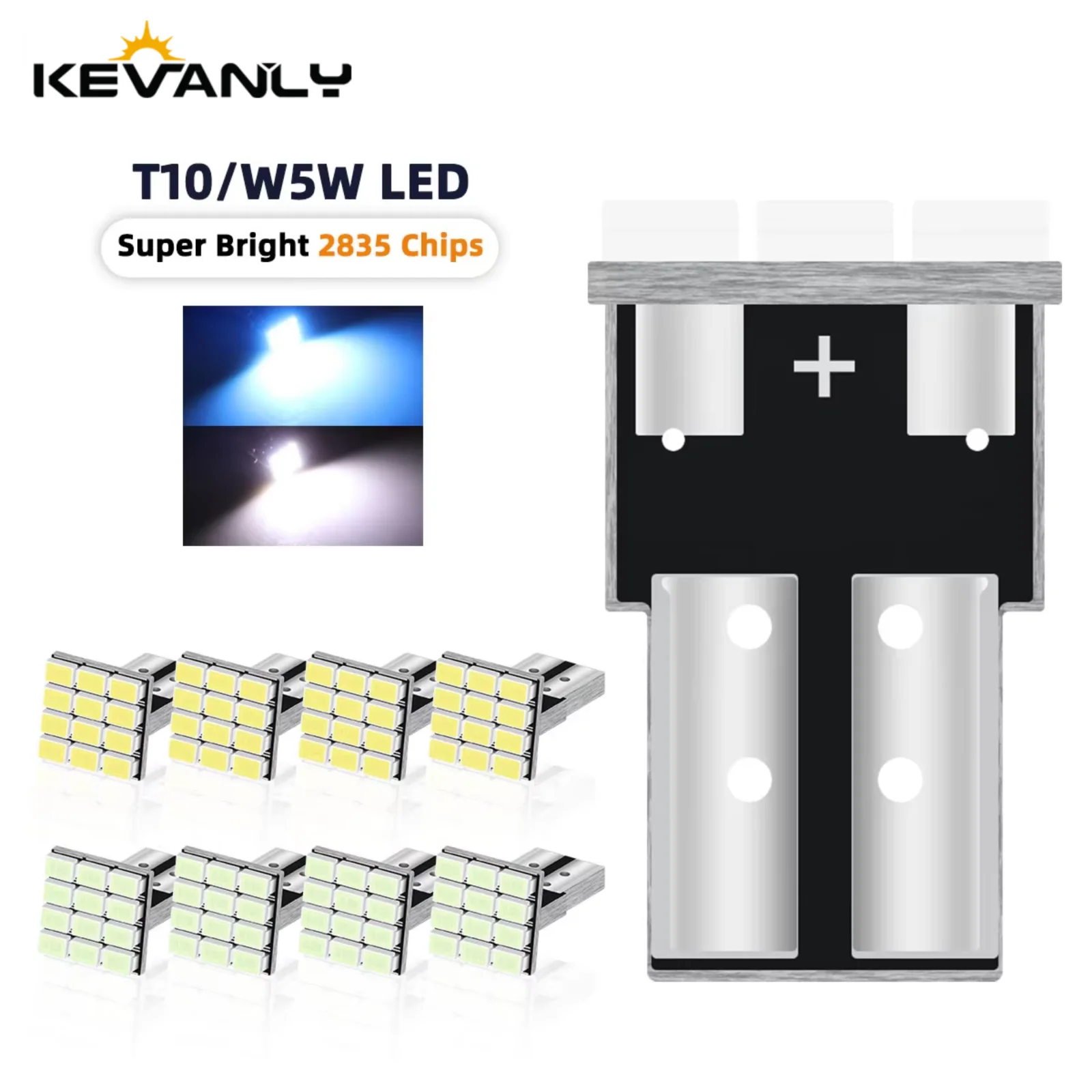 

10x T10 W5W Car Interior Light 12SMD 194 Signal Lamp LED Bulbs Reading Light 12V Canbus Super Bright Festoon White 6000k DRL