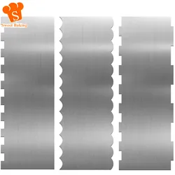 3Pcs Cake Scraper Stainless Steel Cake Edge Smoother Cream Spatula Kitchen Baking Tools for Cream Butter Cakes Decorating
