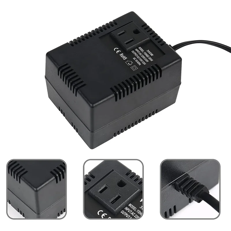 

A26F-300W Voltage Converter Transformer 220V/240V To 110V/120V, Intelligent Efficient Adapter With Thermal Protection UK Plug