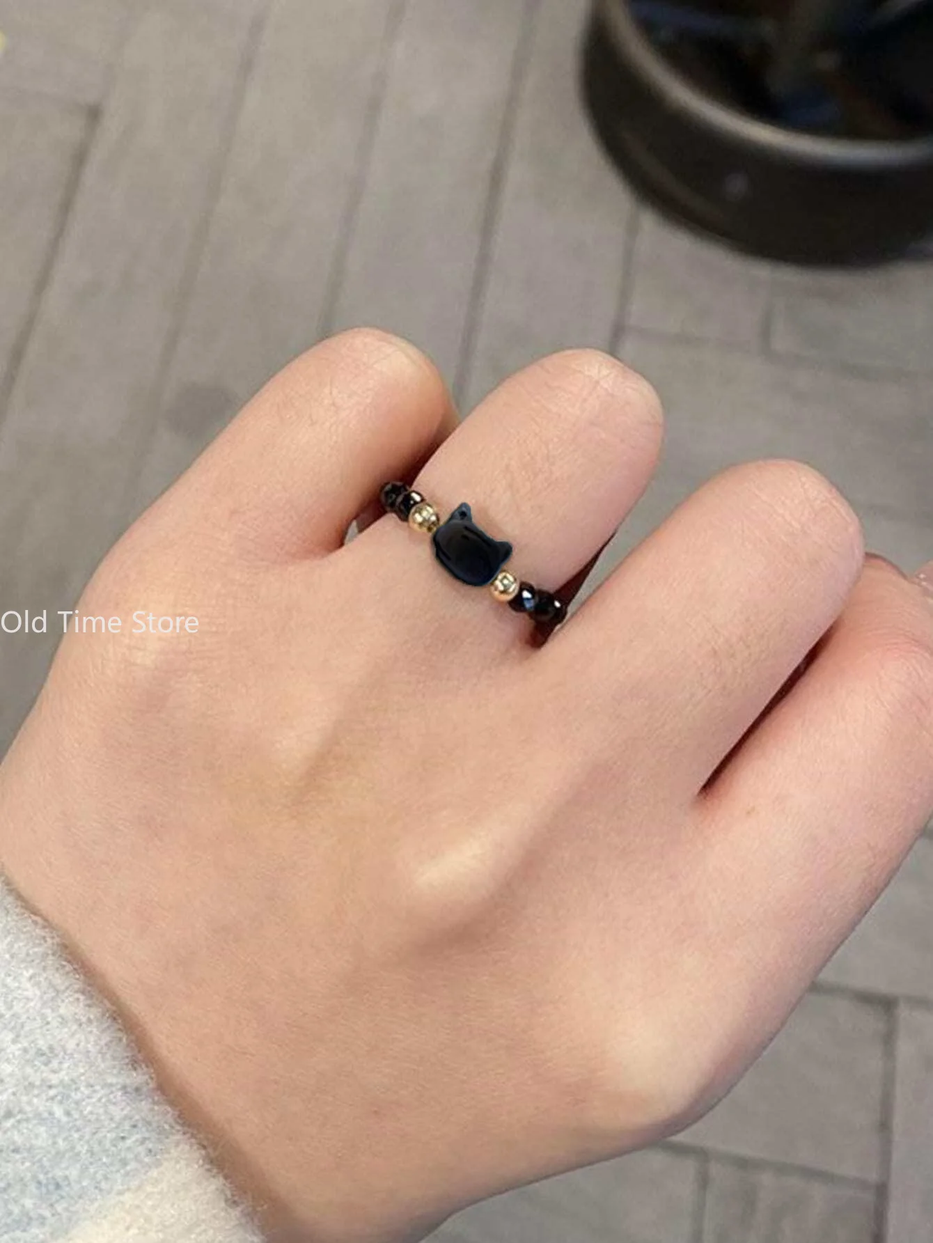 1pc Fashion Black White Cat Creative Animal Sweet Y2K Rings Women Daily Party Open Ring Jewelry Gift
