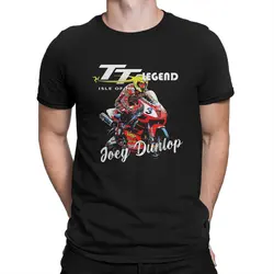 Joey Dunlop Tt legenda koszulki męskie Mann motocyklowe wyścigi w stylu Vintage koszulki z krótkim rękawem z dekoltem 100% bawełniany pomysł na prezent