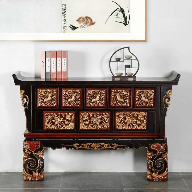 Confession note case desk table old carved board warped head strip case entrance
