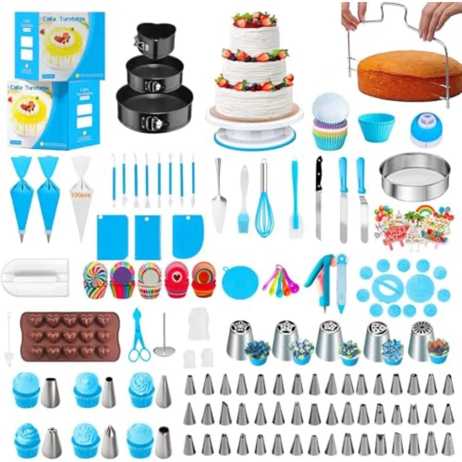 

Набор для украшения тортов из 530 предметов: принадлежности для выпечки, вращающаяся подставка для торта, инструменты для начинающих и профессионалов