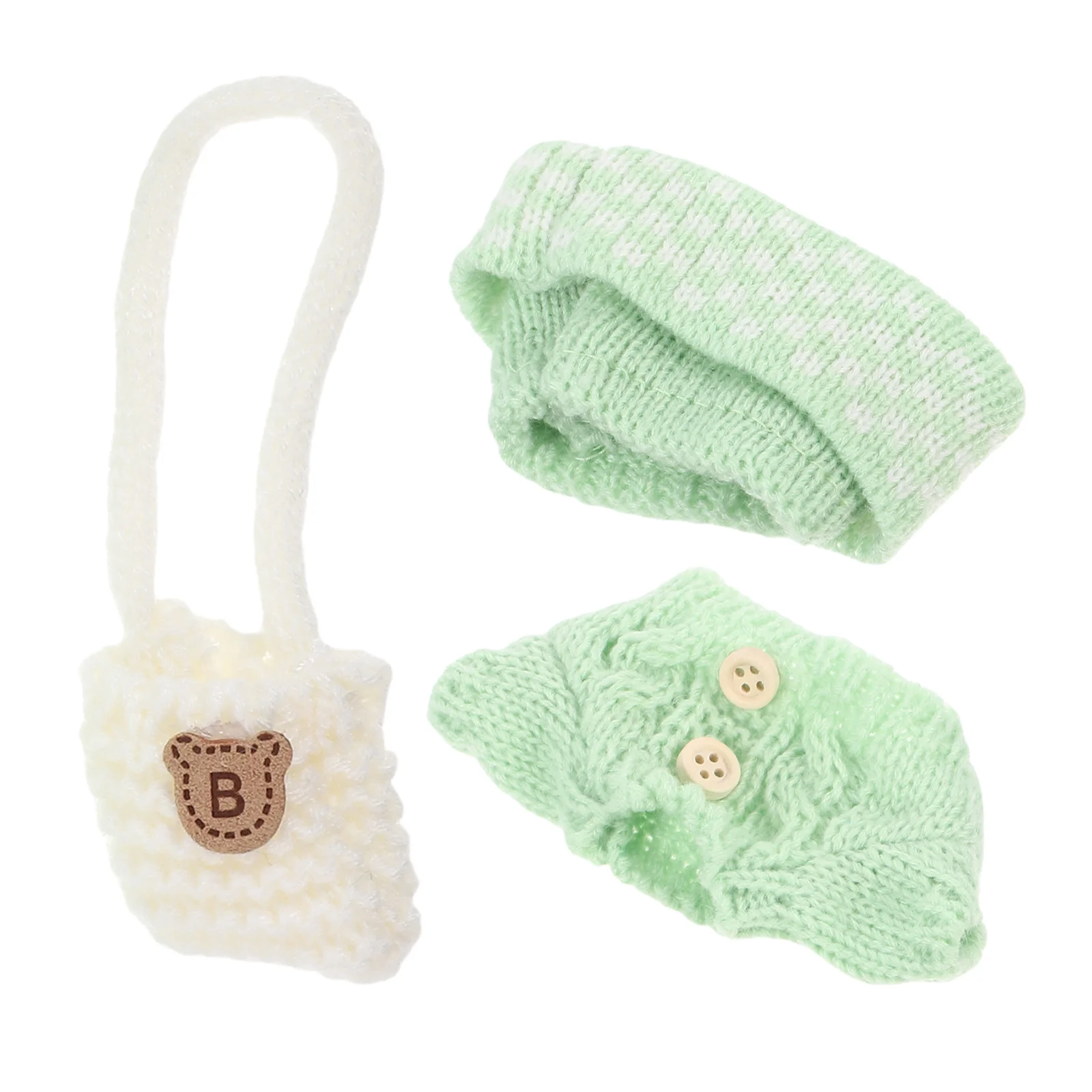 1 ensemble 1 ensemble 17Cm ensemble de vêtements pull tricoté tenue chapeau Mini sac Costume doux pour ours cochon d'inde-accessoires vestimentaires légers
