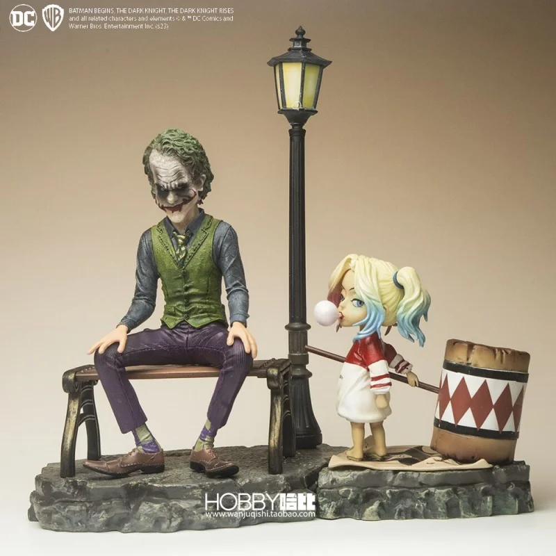 

New Joker And Harley Quinn Q Version Cute Scene Statue Figures Model Collection Toys Gift Doll Desktop Ornament