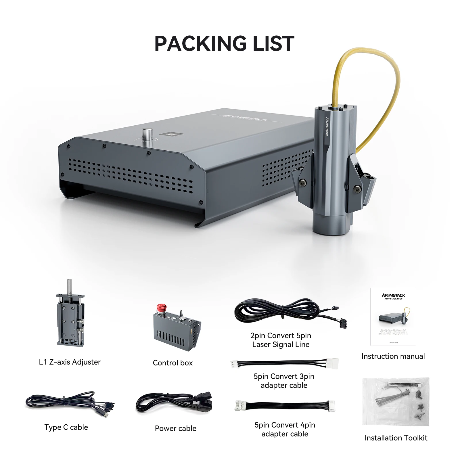 ATOMSTACK MR20 1064nm Infrarood Fiber Laser Module 20W Roest Verwijdering Metaal Snijden Graveren Hoofd Voor X7 S20 PRO Laser graveur
