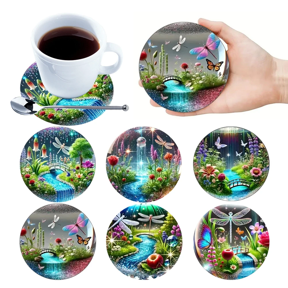 6-teiliges Tassenuntersetzer-Set aus Holz, ästhetisch, rutschfest, runde Untersetzer, exquisite Kaffeetassen-Untersetzer, dekorative Tassenmatten für das Home Office