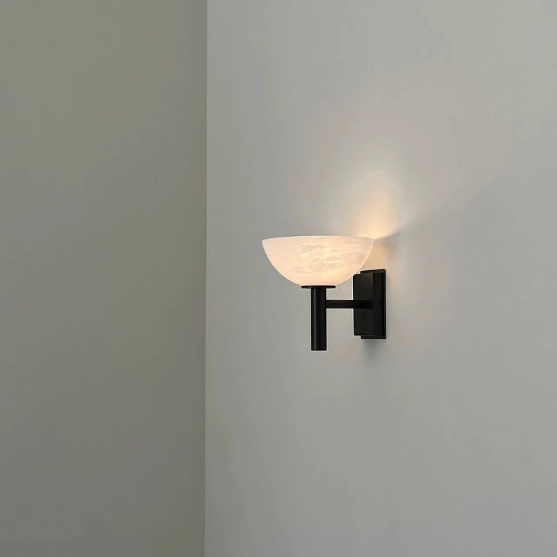 

SANDYHA Elegant Spanish Marble Copper Wall Lamp Stylish Indoor Lighting for Living Room Bedroom Bedside Study LED Fixture