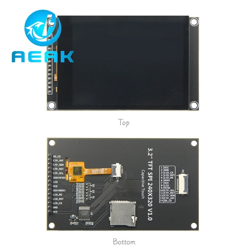 Imagem -06 - Tft Lcd Capacitivo Touch Screen Display Module Spi Porta Serial Preto Ips Versão 3.2 240x320