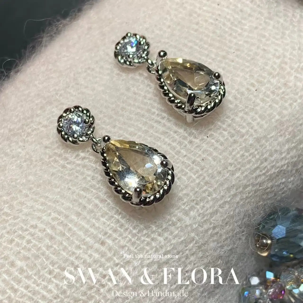 

Natural Citrine Stud Earrings For Women Real 925 Sterling Silver Vintage Femme Gift Prevent Allergy Fine Jewelry Stone