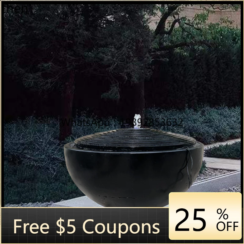 LYY Marble Courtyard Water Bowl Basin Fountain Flowing WaterFountain Water Feature Stone Bowl Garden Water Pool