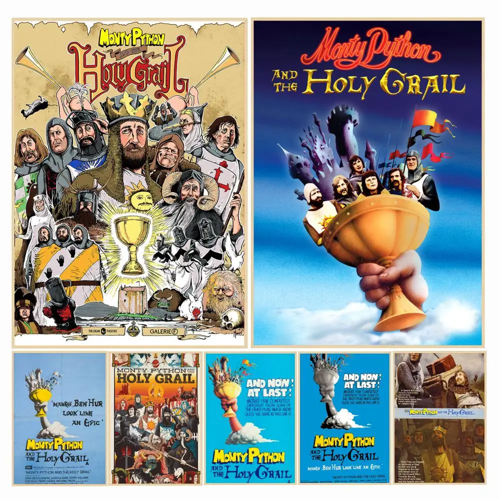 classic movie M-Monty Python and the Holy Grail-L Painting Calligraphy Boho Botanical Decor for Living Room Elegant Home Style